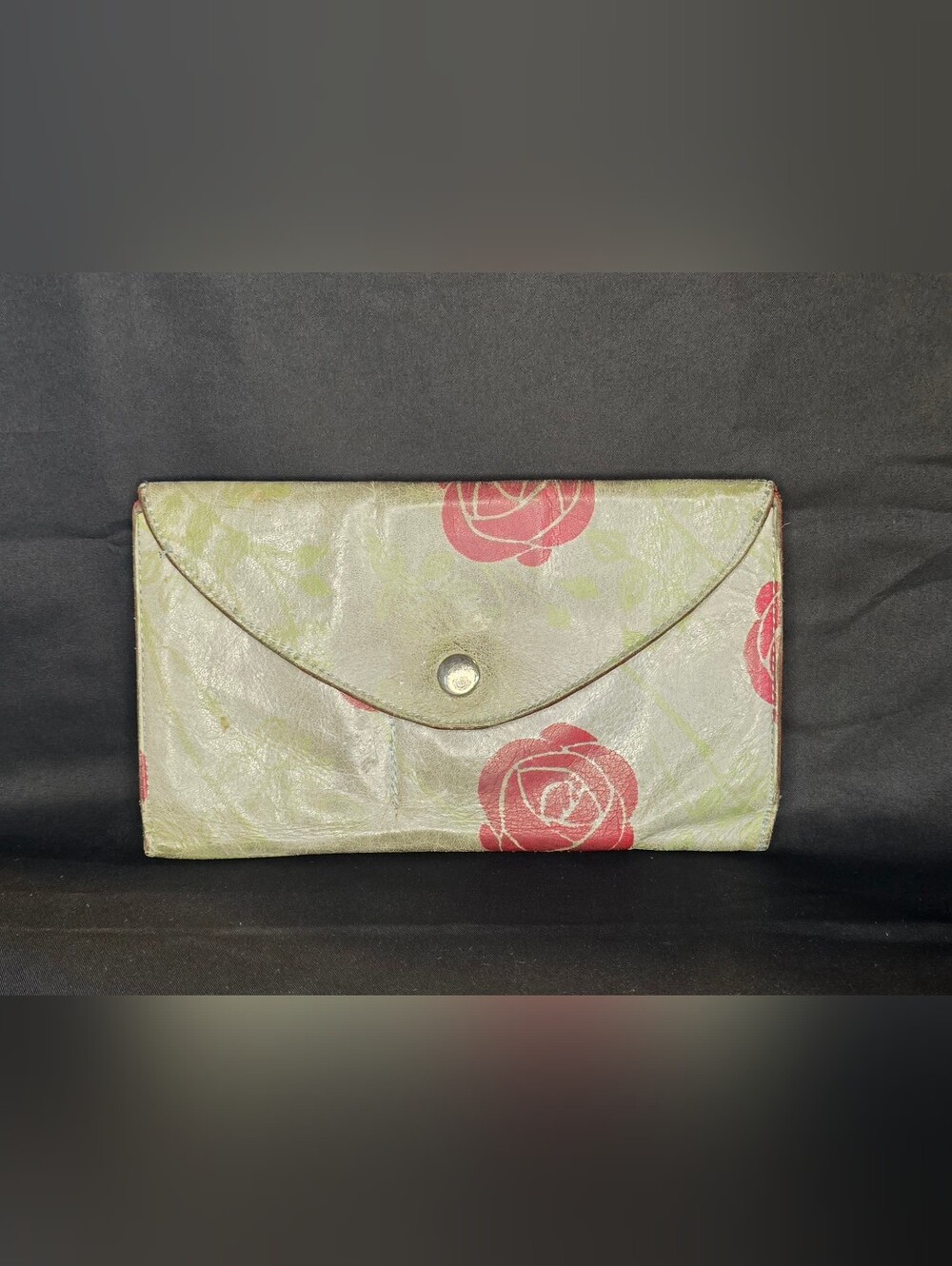 Girl Genius Vintage Red Rose Leather Modular Envelope Clutch Wallet